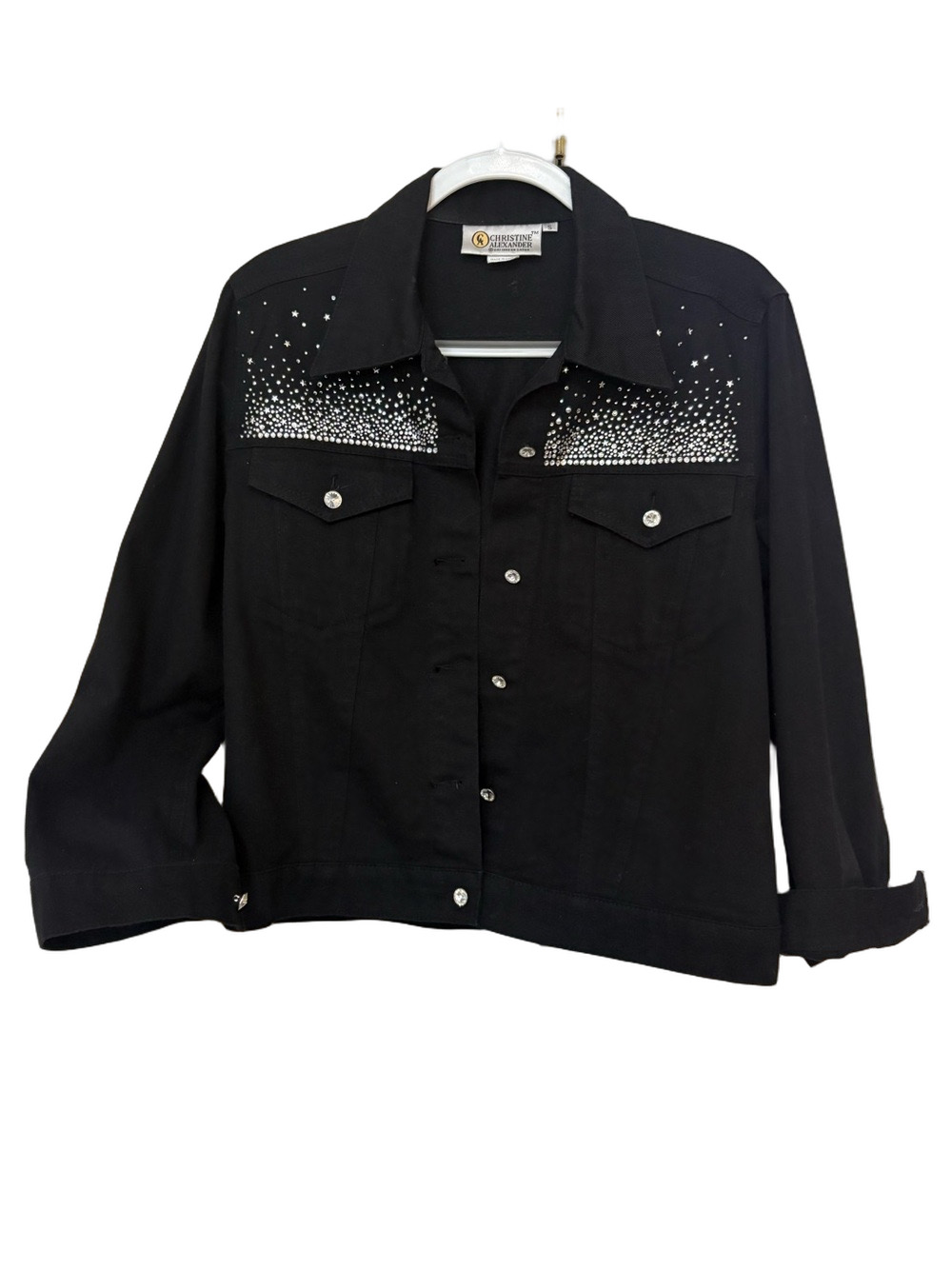 Christine Alexander Black Studded Jean Jacket